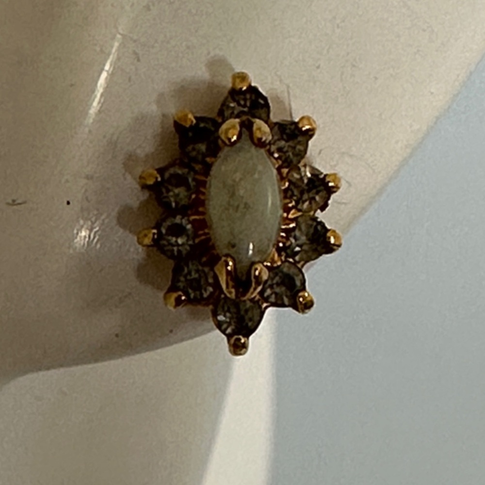 14k real solid Gold OPAL Marquise Stone Earring